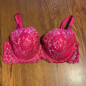 Victoria’s Secret Dream Angels Lined Demi Bra 38D Wicked Rose Pink Lace Floral